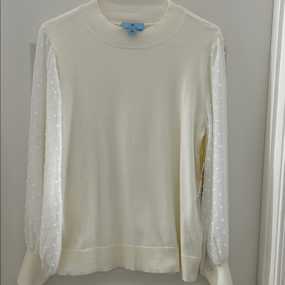CeCe Cream Knit Top NWT
